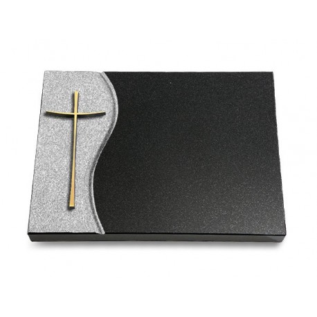 78 Grabtafel Wave/Indisch Black (Bronze Kreuz 2)